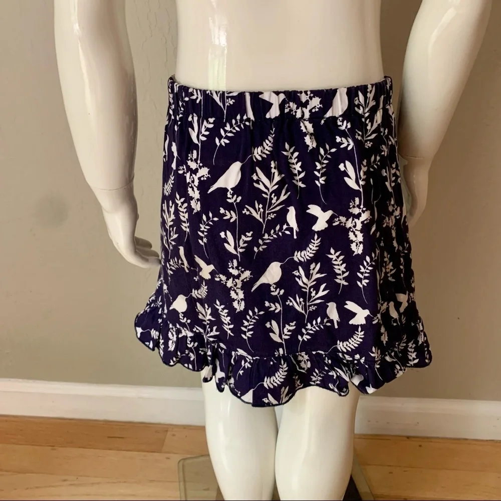 OSCAR DE LA RENTA Girls Cotton Poplin Bird Print Skirt Elastic Waist Ruffle Hem - Picture 10 of 16